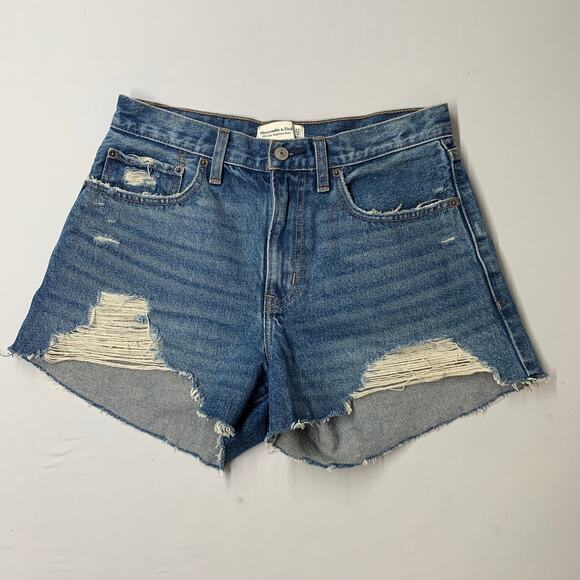 Abercrombie & Fitch Pants - Abercrombie & Fitch Women Shorts 27 Blue Denim Mid Rise Boyfriend Distressed 3”